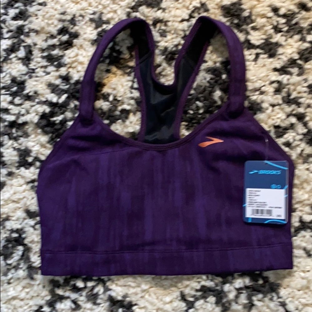 Brooks Rebound Racer Bra NWT 34DD Berry Jacquard